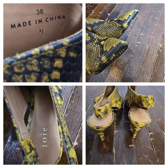 Joie Rines Pump Mustard Yellow Python Snakeskin sz 38 - Picture 2 of 13